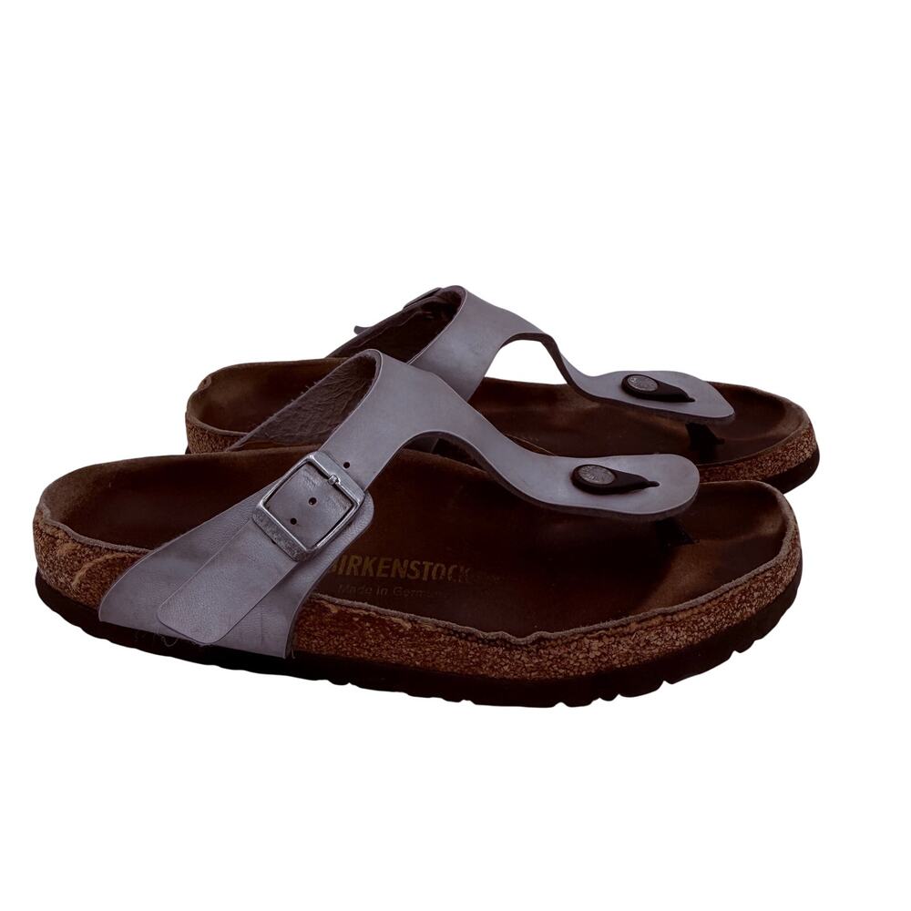 Birkenstock Women's Silver Gizeh Leather Sandals Size 40 / 260 / 9